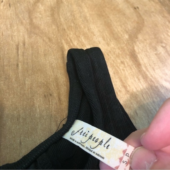 FREE People Black Lace Tank Sleeveless Dress Size Small Cutout Back 30” Floral - Picture 4 of 7